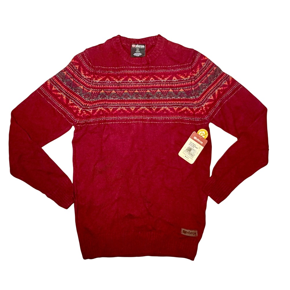 Sherpa Adventure Gear Nathula Merino Wool Alpaca Sweater Potala Red Mens Small